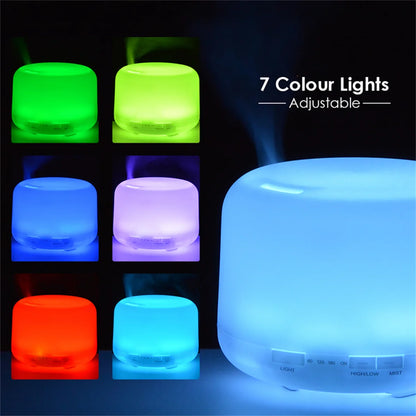 Aromatherapy Bliss: 500ML Essential Oil Diffuser with Colorful Night Lights - USB Mini-Size Humidifier, Air Humidifier