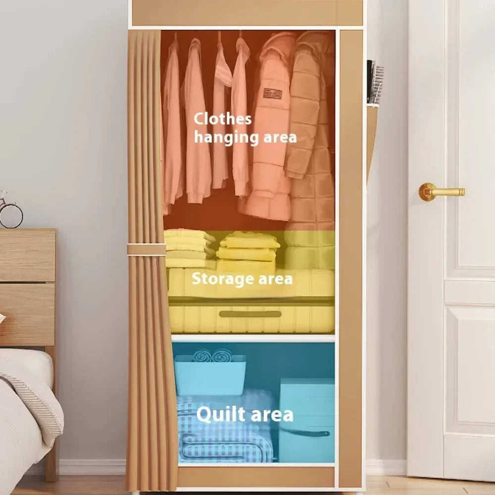 Minimalist Floor Mounted Wardrobe – Multi-Layer Dustproof Clothing Cabinet – Simple Assembly for Bedroom – Household Wardrobe