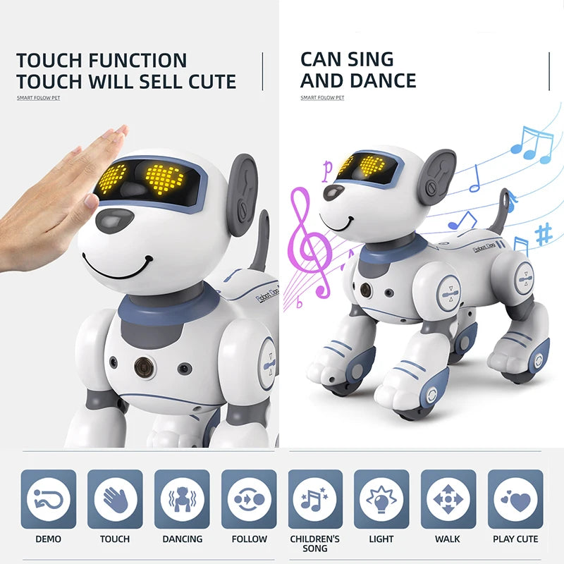 Funny RC Robot Dog – Electronic Stunt Dog with Voice Commands, Programmable Touch-Sense, Music and Songs, Perfect for Children's Toys