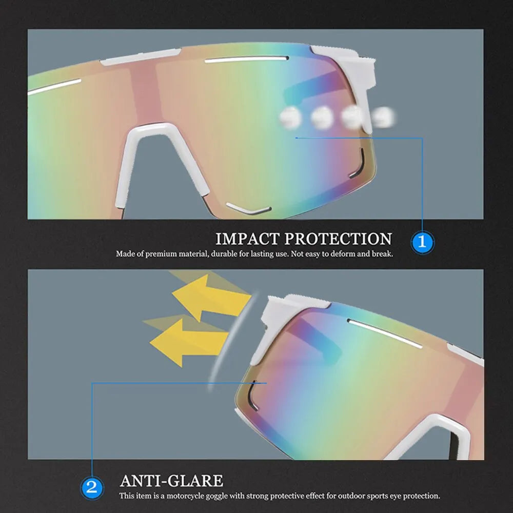 UV Protection Polarized Cycling Sunglasses: Windproof Glasses for Men & Women - Road Riding Bike Sport Eyewear