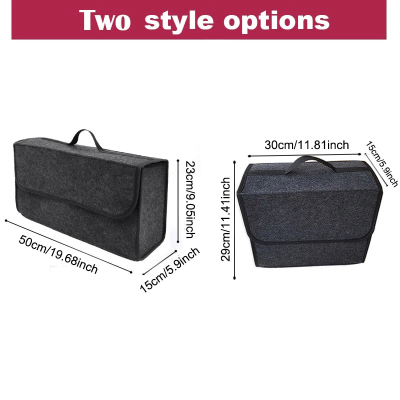 Gray Car Trunk Organizer Bag - Anti-Slip Compartment Boot Storage Tool, Car Storage Bag Organizer for Trunk