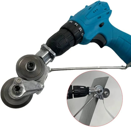 Metal Nibbler Drill Attachment: Double-Headed Sheet Cutter with Adapter - Electric Drill Plate Cutter for Sheet Metal