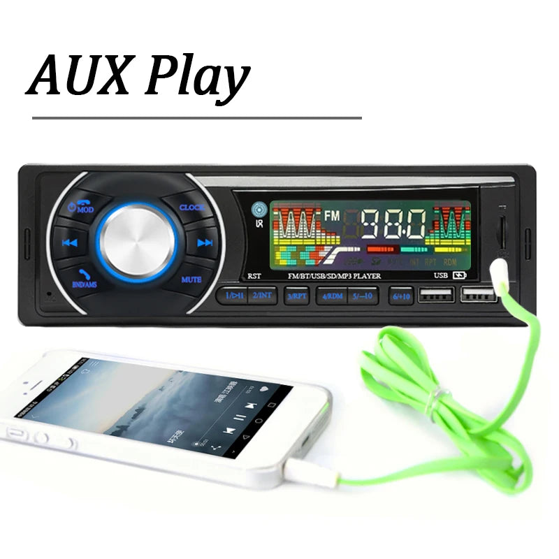 SINOVCLE Car Bluetooth Stereo MP3 Player: 1-Din FM Receiver with Phone Charging & AUX/USB/TF Card Support