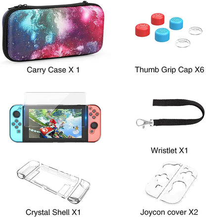 Nintendo Switch Case: 9-in-1 Accessories Kit with Carrying Case and Dockable Protective Case