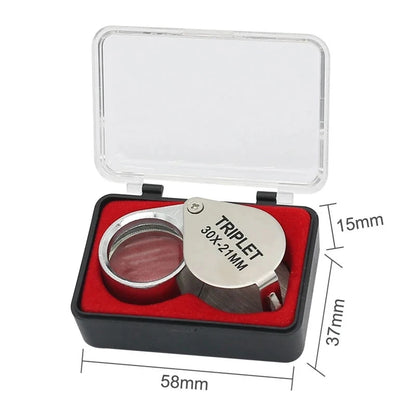 10x20x 30x Jewelry Magnifying Glass Pocket Folding Loupe | Mini Diamond Lupa Lens Triplet Eye Glass Tool | Reading Glasses