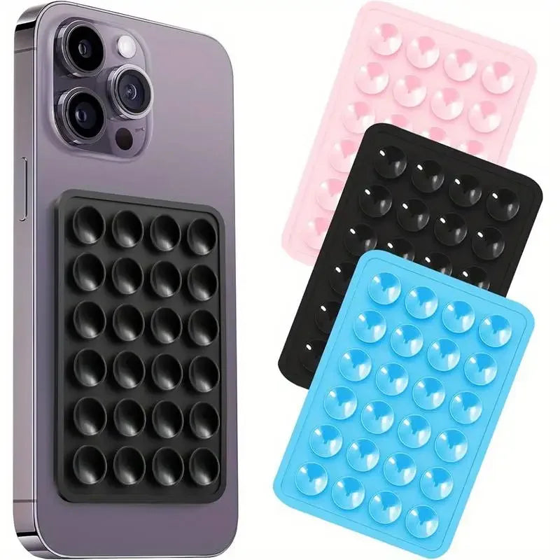 Silicone Suction Phone Holder Mat - Multifunctional Anti-Slip Suction Cup Wall Stand, Square Single-Sided Case Mount