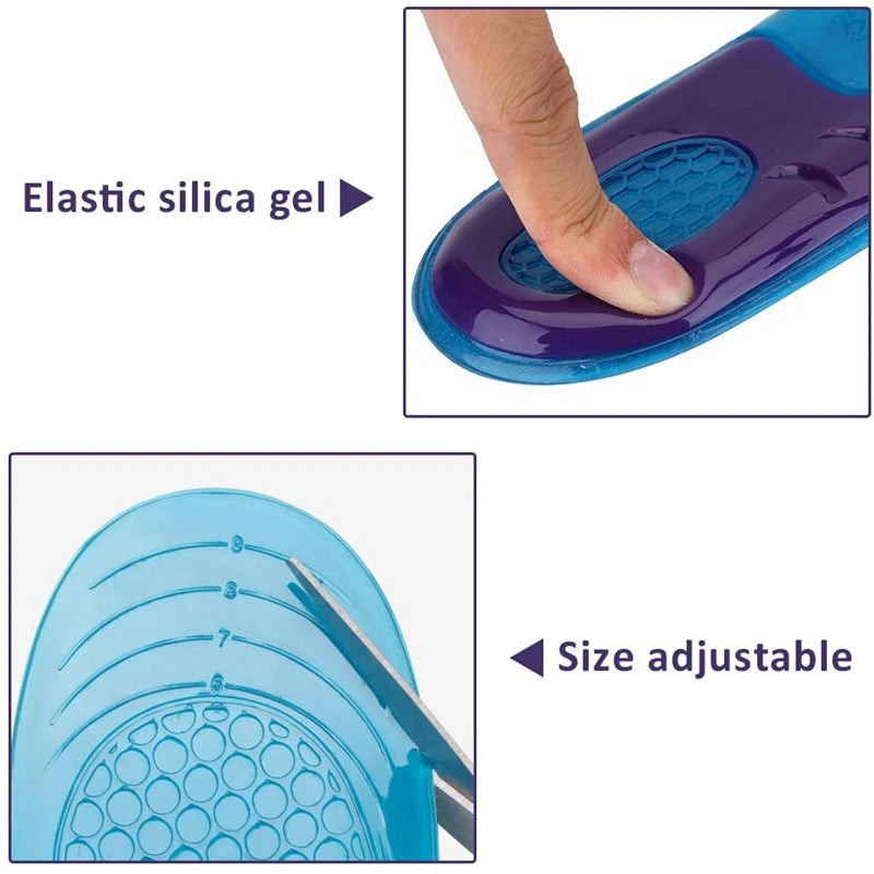 Orthotic Arch Support Insoles: Silicone Soft Shoe Inserts for Men & Women - Anti-Slip Sport Templates