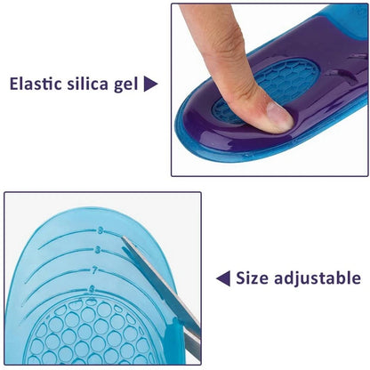 Orthotic Arch Support Insoles: Silicone Soft Shoe Inserts for Men & Women - Anti-Slip Sport Templates