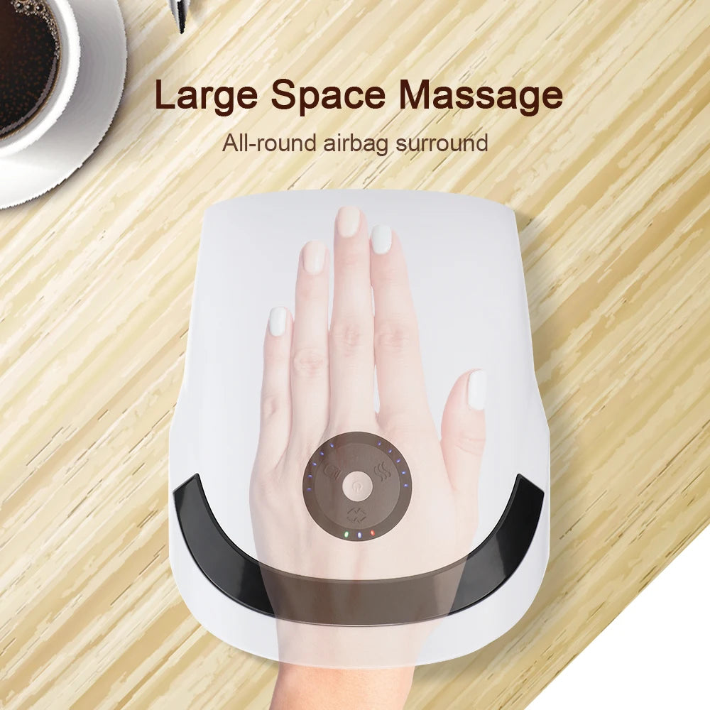 5 Level Smart Air Pressure Hand Massager - Palm Acupoint Compression, Vibration, Hot Compress for Wrist, Fingers Spa and Muscle Relaxation