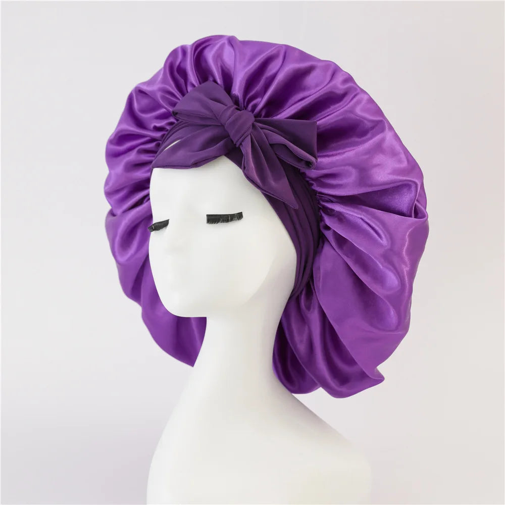 Unisex Satin Sleeping Hat - Solid Night Sleep Cap for Women and Men, Hair Care Bonnet, Nightcap, Shower Turban