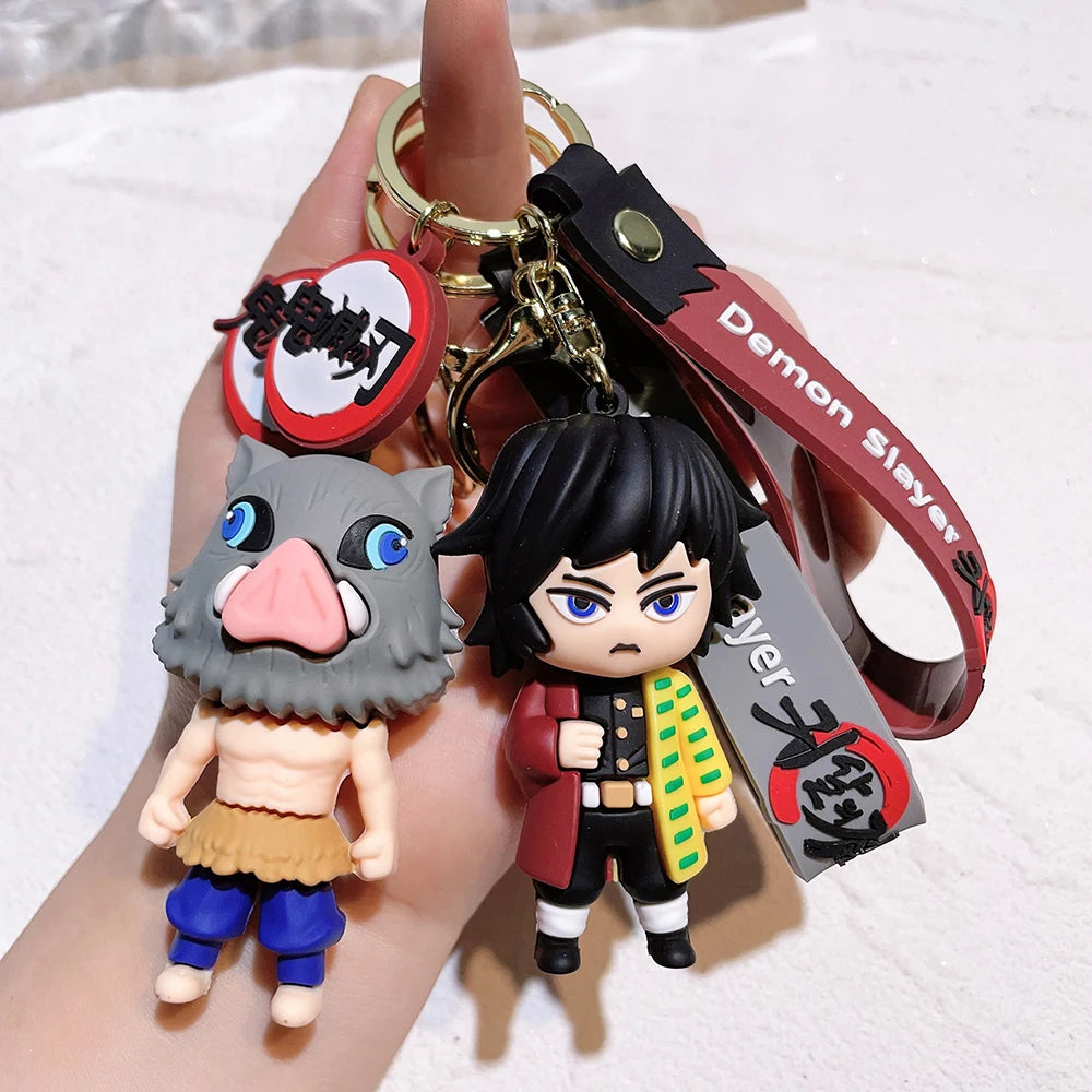 Demon Slayer Kimetsu No Yaiba Ghost Blade Keychain - Cute Character Bag Pendant and Car Key Ring, Anime Jewelry Fans Gift