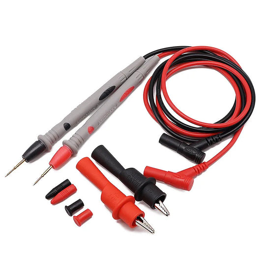 Universal Digital Multimeter Test Leads with Alligator Clips - Soft Silicone Needle-Tip Probes for LED Testing