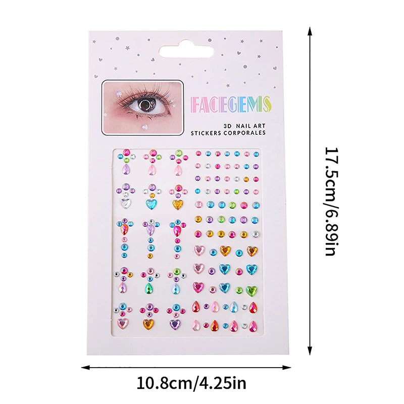 Diamond Eyes Face Festival Makeup: DIY Body Crystal Gems Tattoo, Adhesive Rhinestone Nail Art Decoration - Acrylic Eyeshadow Sticker