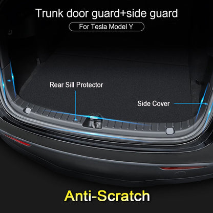 Tesla Model Y Trunk Protector Guard - Anti-Scratch Rear Cargo Threshold Sill Cover, Bumper ABS Organizer Pad Accessories