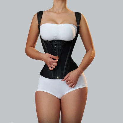 Colombian Double Compression Waist Trainer: Adjustable Zipper Corset with Bone - Flat Belly Body Shaper