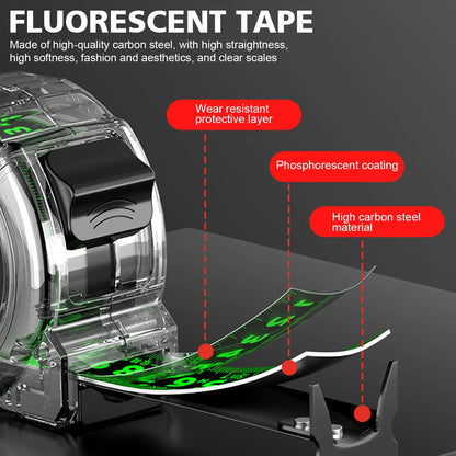 High Precision Self-Locking Tape Measure – 3/5/7.5/10M Fluorescent Wide Meter Ruler with Laser Inkjet Coding for Measuring Tools