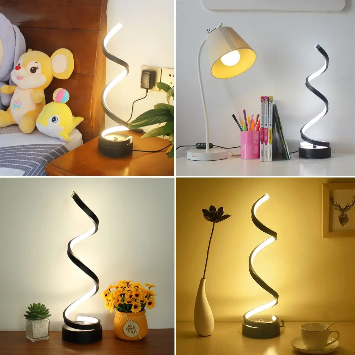 Modern Spiral LED Table Lamp: Dimmable Lighting for Living Room, Bedroom, Office - Stylish Nightstand Decor