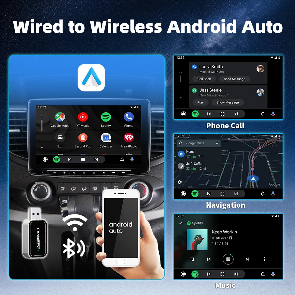 CarAIBOX 2 in 1 Wireless Adapter – CarPlay and Android Auto Dongle Box for Car Radios with Wired CarPlay