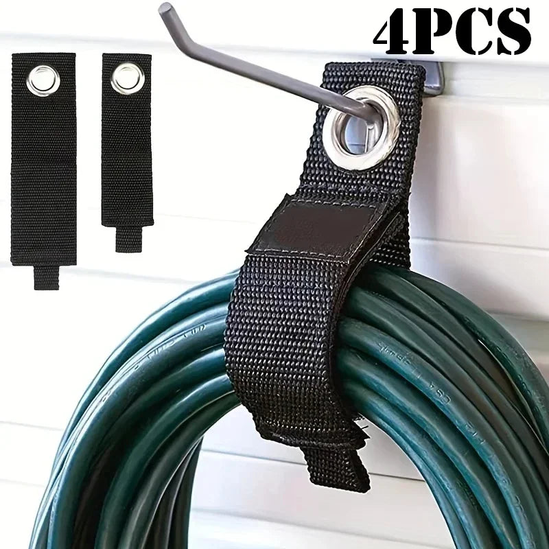 4pcs Heavy-Duty Storage Straps - Reusable Extension Cord Organizer, Cable Ties for Hose and Accessory Holder, Ideal for Garage Organization