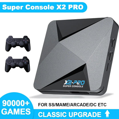 KINHANK Super Console X2 Pro Retro Video Game Console - Includes 90,000 Games for PS1/DC/MAME/SS, Gamepad Included, Ideal Kid Gift