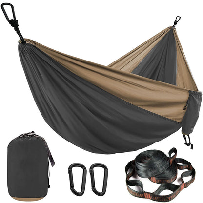 Solid Color Parachute Hammock with Straps and Carabiner: Double Person Camping Survival Travel Outdoor Furniture