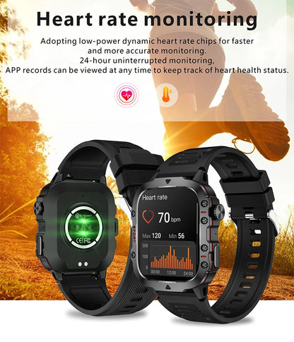 2024 New Xiaomi Military Smart Watch for Men – IP68, 5ATM Waterproof, Outdoor Sports Fitness Tracker, Health Monitor, 1.96" BT Call Smartwatch