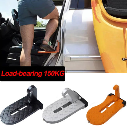 Universal Foldable Car Roof Rack Step: Multifunction Latch Hook Foot Pedal - Aluminium Alloy Safety Hammer, Car Door Step Accessory