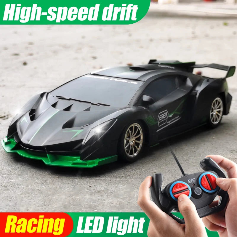 1/18 Scale RC Sports Car with LED Light - 2.4G Radio Remote Control, High-Speed Drifting Vehicle, Racing Toy for Boys and Girls