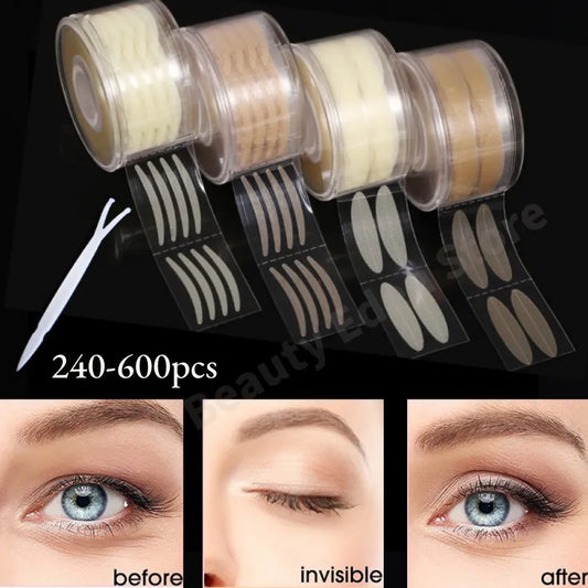 Double Eyelid Sticker Eyelid Tape: Clear Beige Fold Eyelid Stripe for Natural Invisible Big Eyes Makeup - Beauty Tools