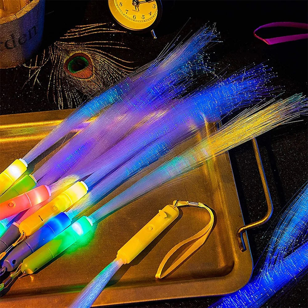 LED Fiber Light-Up Stick - 3 Glowing Patterns for Parties, Christmas, Birthdays, and Weddings - Fun Luminous Gift