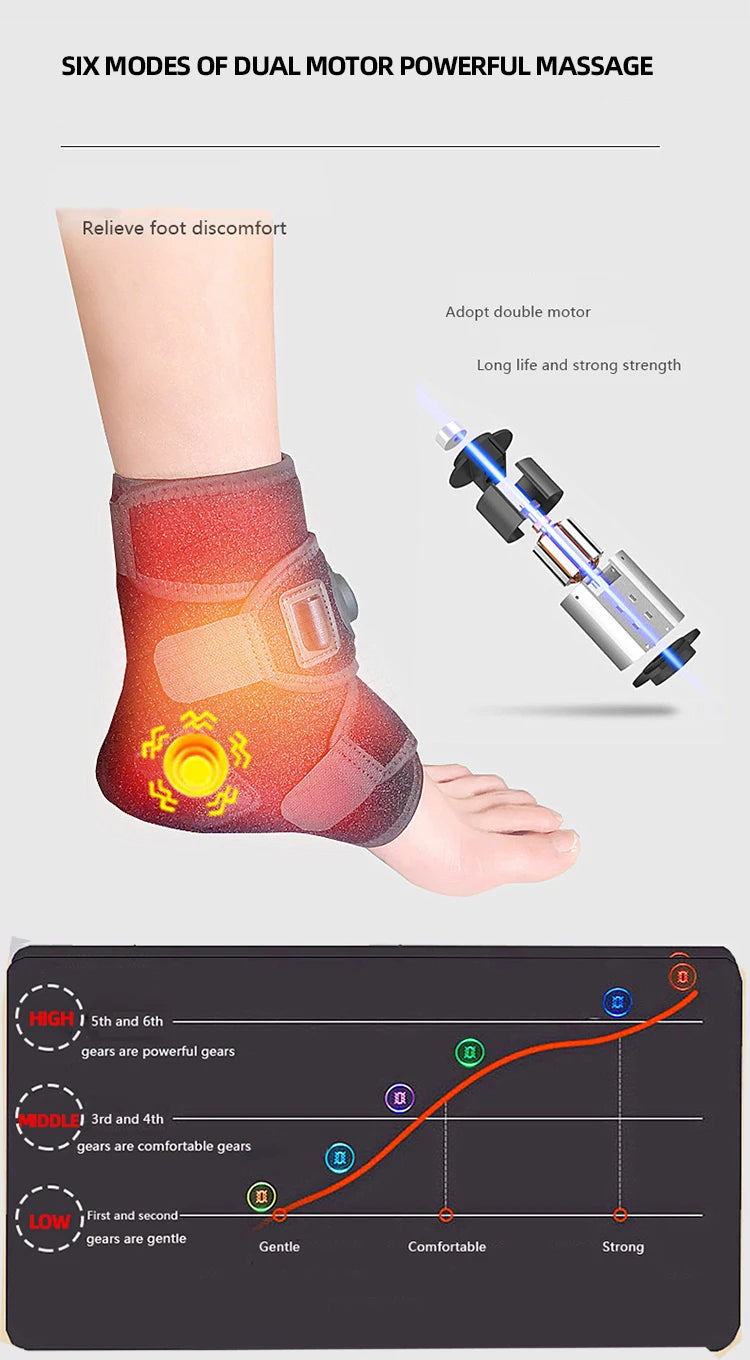 Foot Massager with Hot Compress and Vibration - USB-Powered Ankle Joint Protector Made of SBR Diving Material