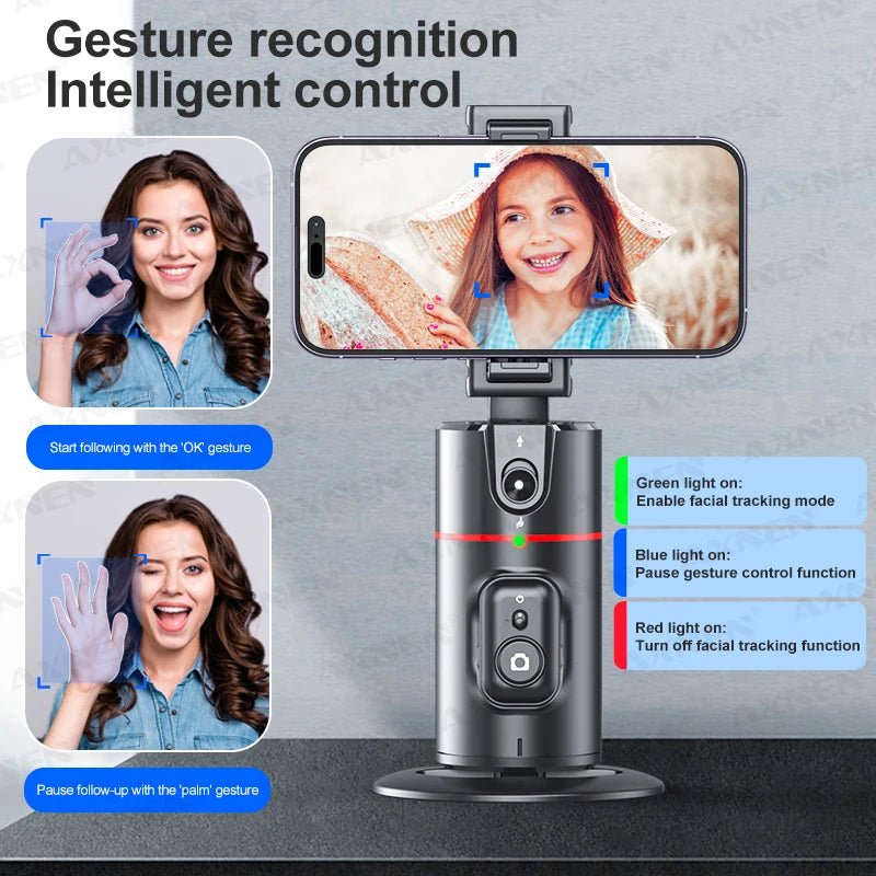 360° Rotation Gimbal Stabilizer - P02 Follow-up Selfie Desktop Face Tracking Gimbal | for TikTok Smartphone Live, with Remote Shutter