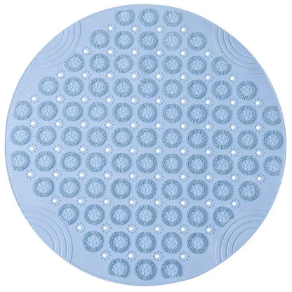 Anti-Slip Round PVC Bath Mat: Soft Shower Mat with Drain Hole and Foot Massage Pad for Bathtub