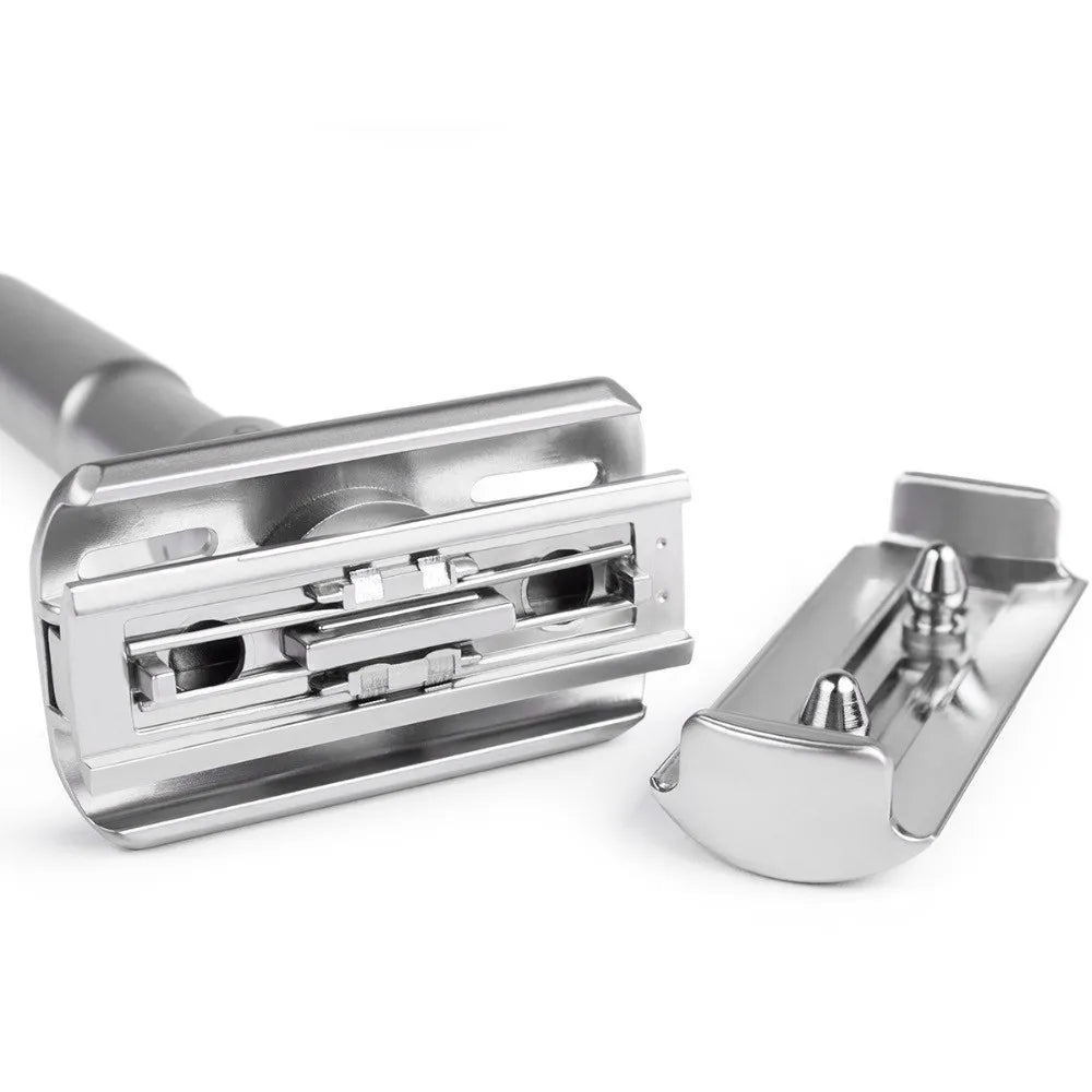 Adjustable Safety Razor for Men – Folding Double Edge Classic Shaver with 5 Titanium Coated Blades