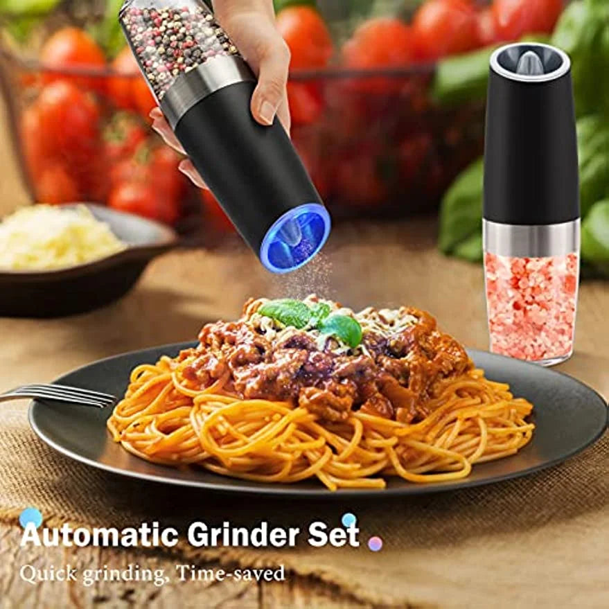 Effortless Electric Salt and Pepper Grinder - Automatic Gravity Spice Mill and Cumin Grinder, Essential Kitchen Gadgets for Cooking and Seasoning