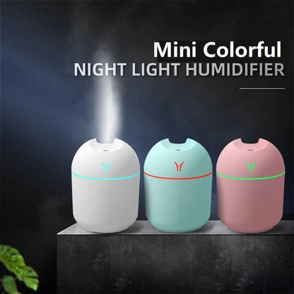 250ML USB Mini Air Humidifier - Ultrasonic Aroma Essential Oil Diffuser with LED Lamp for Home and Car