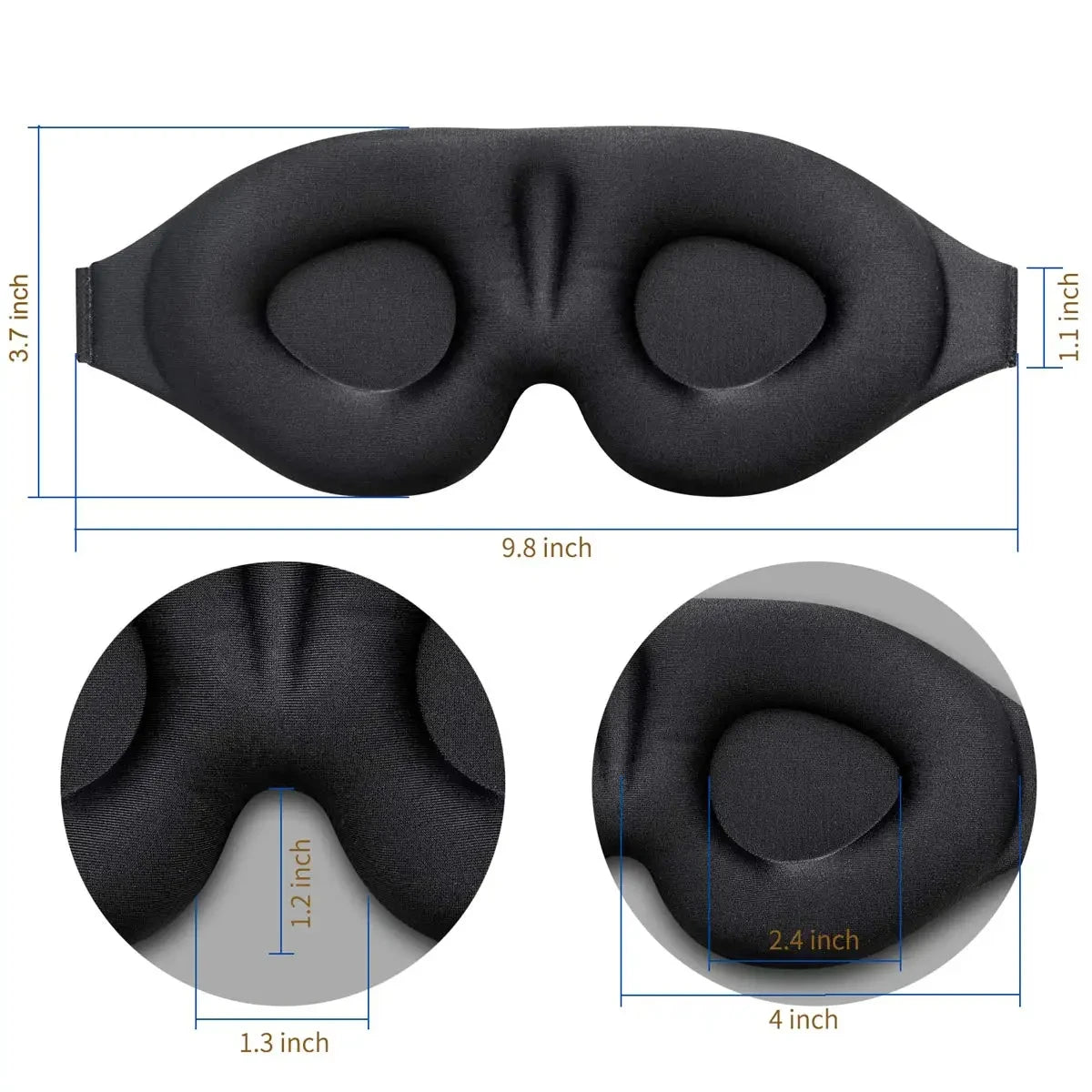 3D Contoured Eye Mask for Sleeping – Cup Blindfold, Concave Molded Night Sleep Mask, Light Blocking for Women & Men