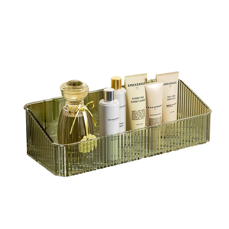 Wall Mounted Cosmetics Storage Rack - No Hole Plastic Corner Shelf Organizer for Bathroom Accessories