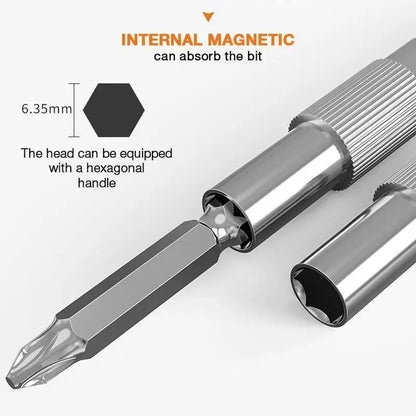 Silver Hexagonal Handle 300mm Universal Flexible Shaft Directional Screwdriver Extension Rod - Metal Tool Accessory