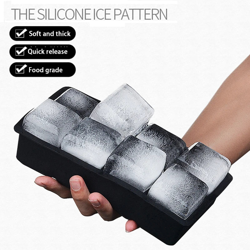 4/6/8/15 Grid Big Ice Tray Mold | Giant Jumbo Large Food Grade Silicone Ice Cube Square Tray Mold | DIY Ice Maker Ice Cube Tray