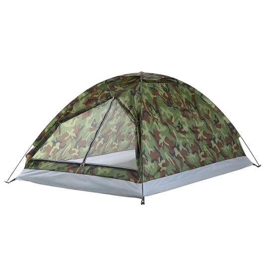 Waterproof Camping Tent: Windproof UV Sunshade Canopy for 1/2 Person - Single Layer Outdoor Portable Camouflage Tent Equipment