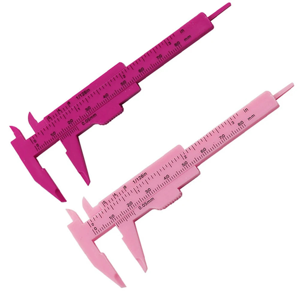 Rose Pink Double Scale Sliding Gauge 0-80mm - Permanent Makeup Tool for Tattoo Eyebrow and Lip Measuring