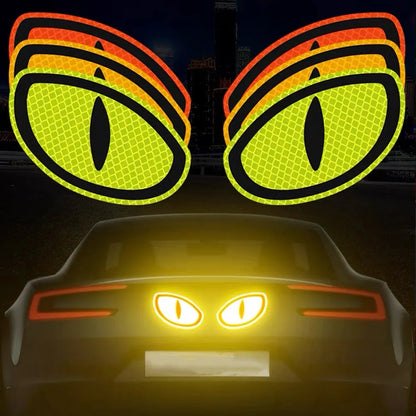 2Pcs Car Reflective Safety Tape Stickers - Cat-Eye Design, High Visibility, for Auto, Truck, Motorcycle, Reflective Strips for Enhanced Road Safety