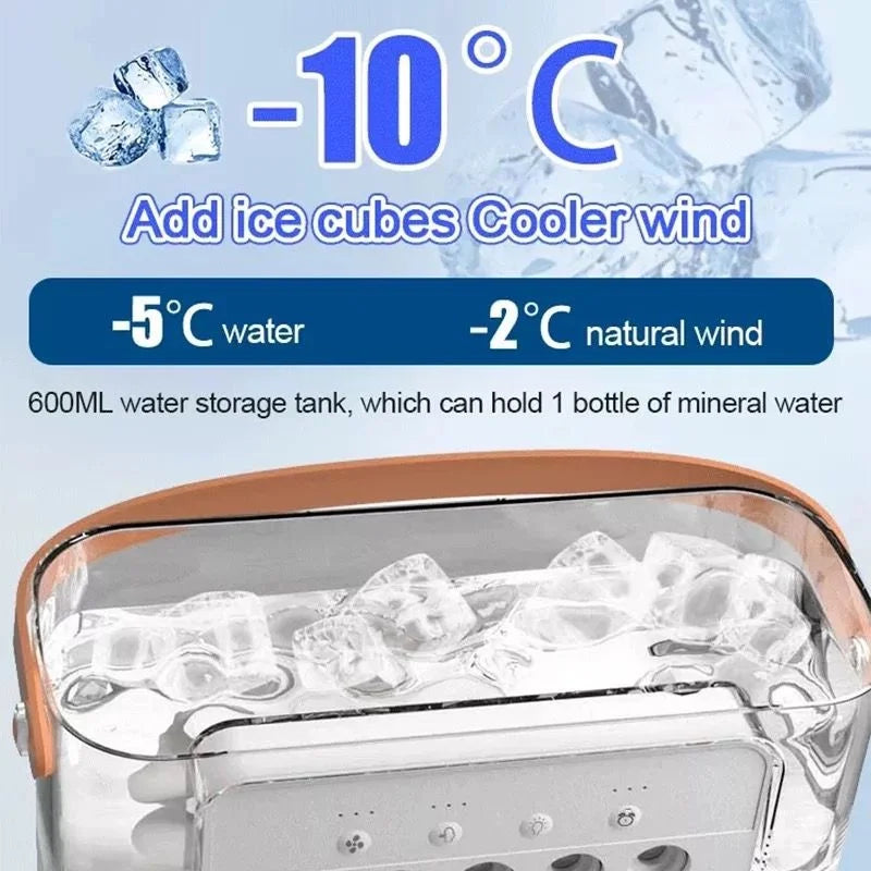 Portable Mini Evaporative Air Cooler: Air Conditioner Fan with 7 Colors LED Light - 1/2/3 H Timer, 3 Wind Speeds, 3 Spray Modes