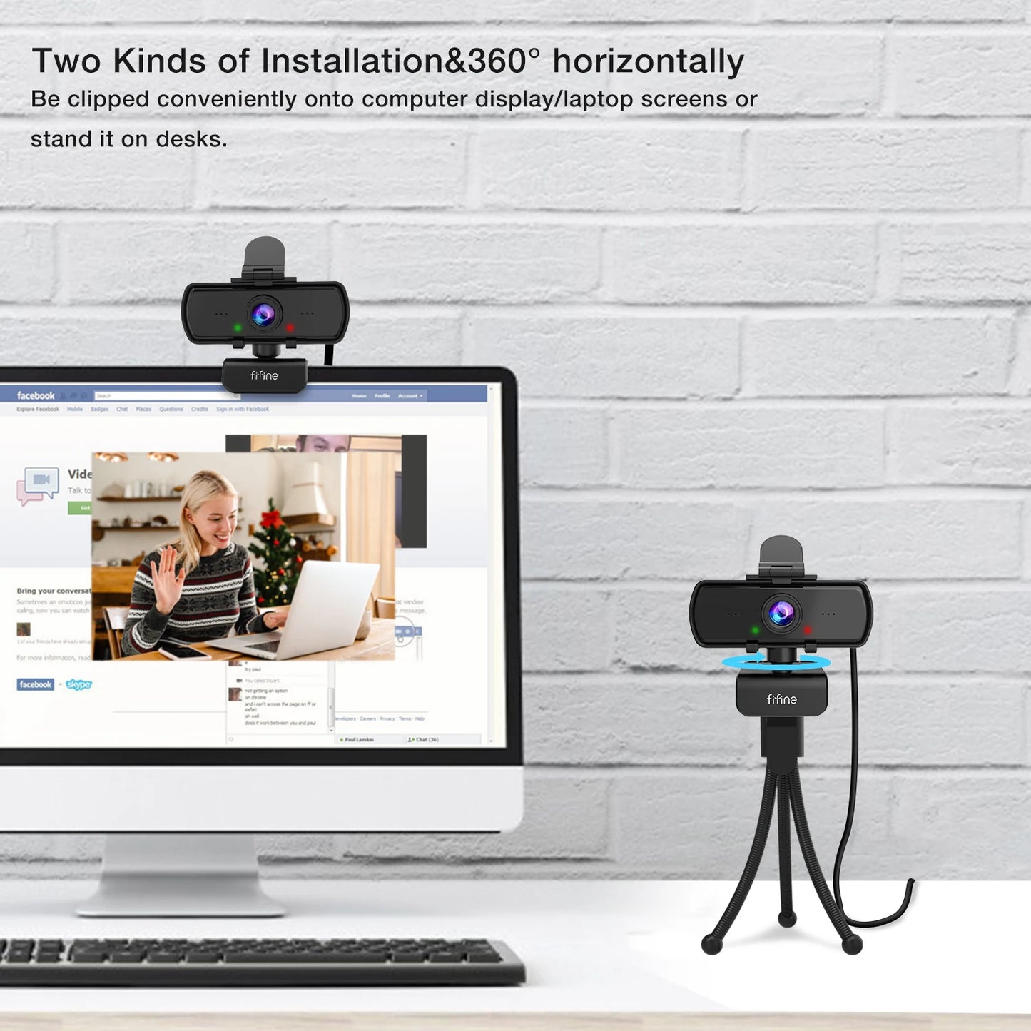 FIFINE 1440p Full HD PC Webcam with Microphone - Tripod Included, USB for Desktop and Laptop, Live Streaming and Video Calling - K420