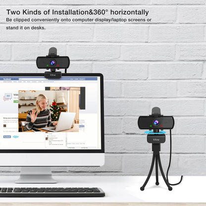 FIFINE 1440p Full HD PC Webcam with Microphone - Tripod Included, USB for Desktop and Laptop, Live Streaming and Video Calling - K420