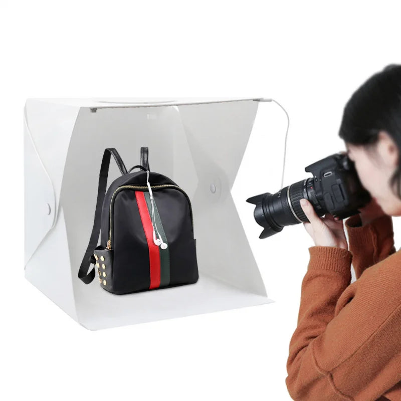 Mini Lightbox Photo Studio: 23*22*24cm Photography Box with Multiple Color Backdrops - Light Studio Shooting Tent Kit