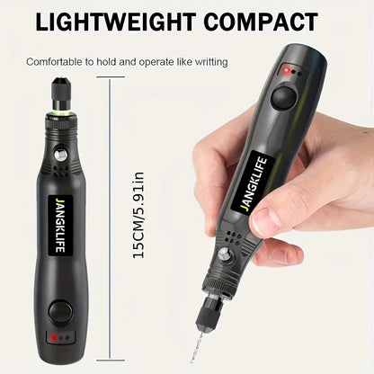 Cordless Rotary Tool Kit - USB Woodworking Engraving Pen DIY for Jewelry Metal Glass, Mini Wireless Drill