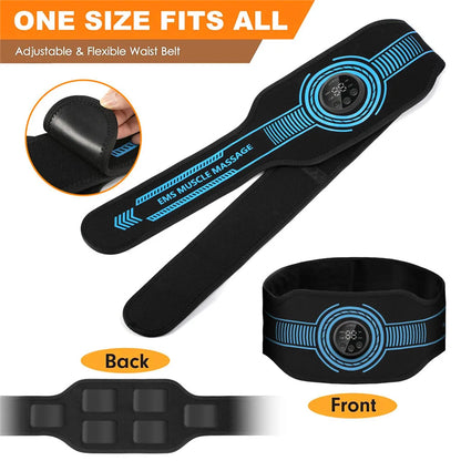 EMS Muscle Stimulator Abdominal Toning Belt - Abs Muscle Toner for Home Gym Fitness Training - Body Slimming for Belly, Waist, Arms, Legs - Weight Loss Aid