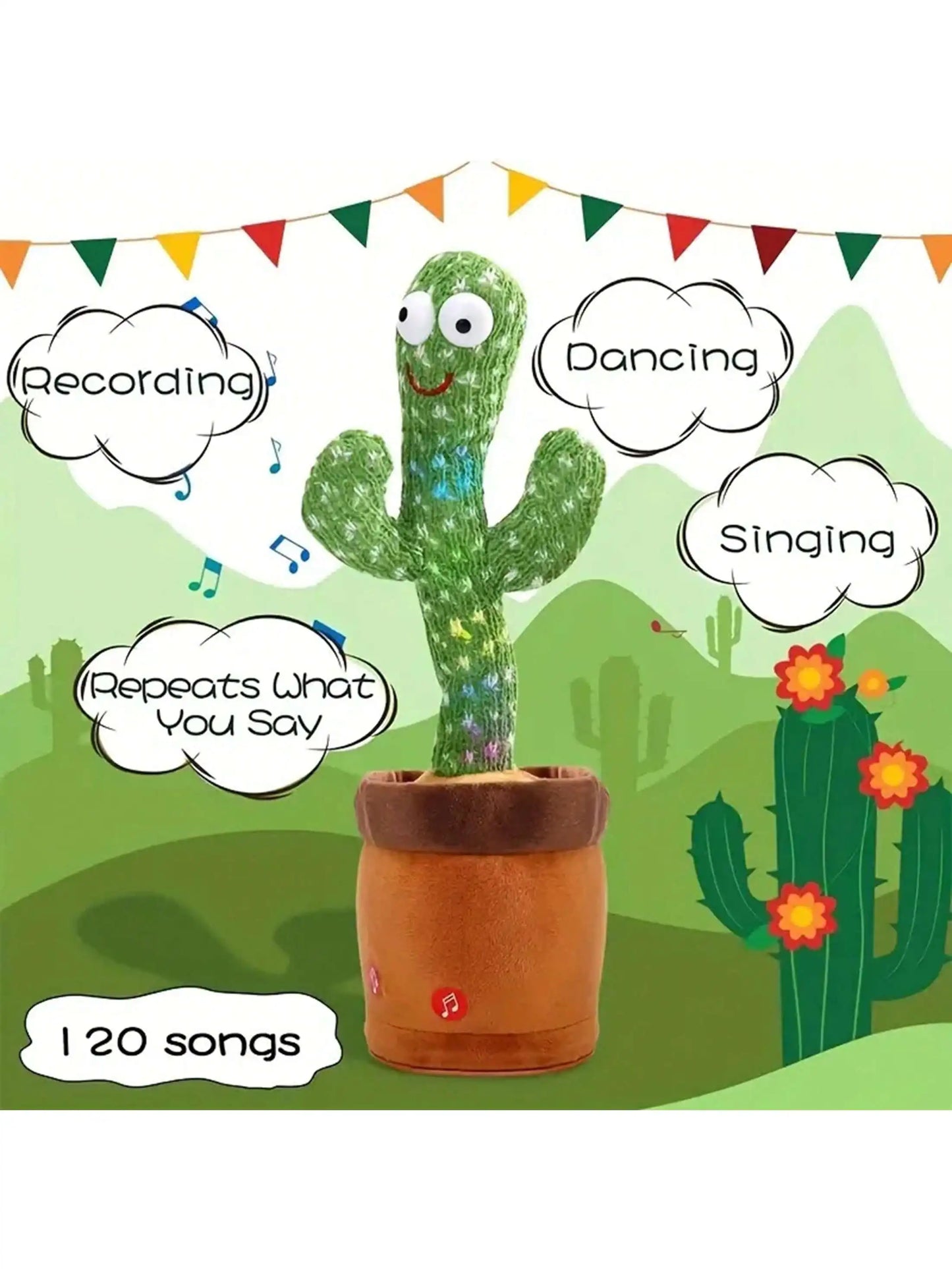 Sunny Cactus Up Plus - Dancing Talking Cactus Toy for Baby Boys and Girls - Singing, Mimicking, Recording, and Repeating Fun for Kids